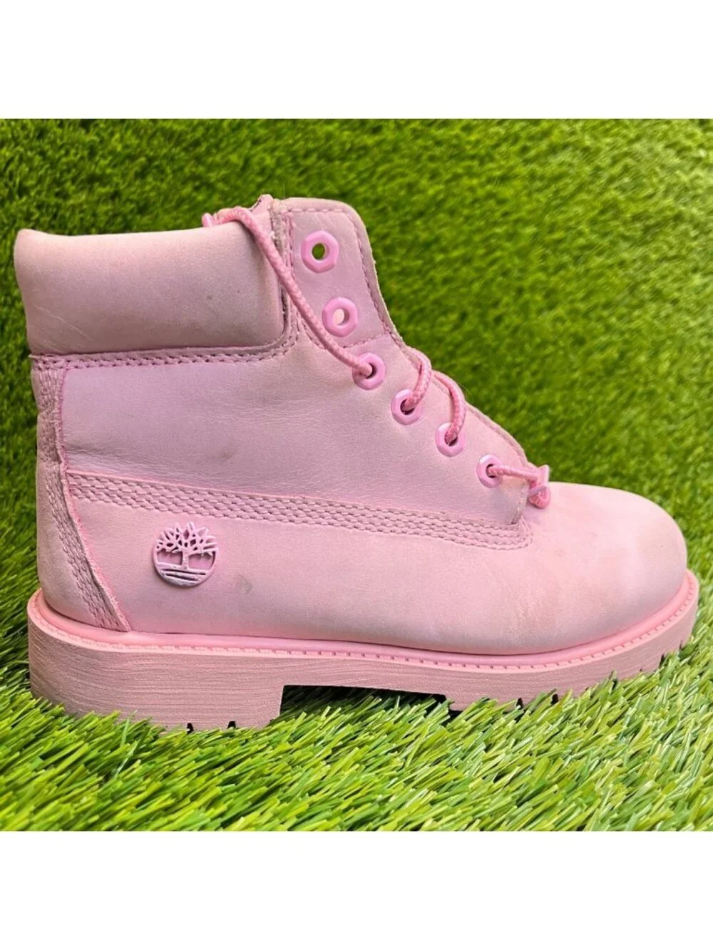 Timberland 6 Inch Premium Girls Size 2Y Pink Outdoor Waterproof Nubuck Boots